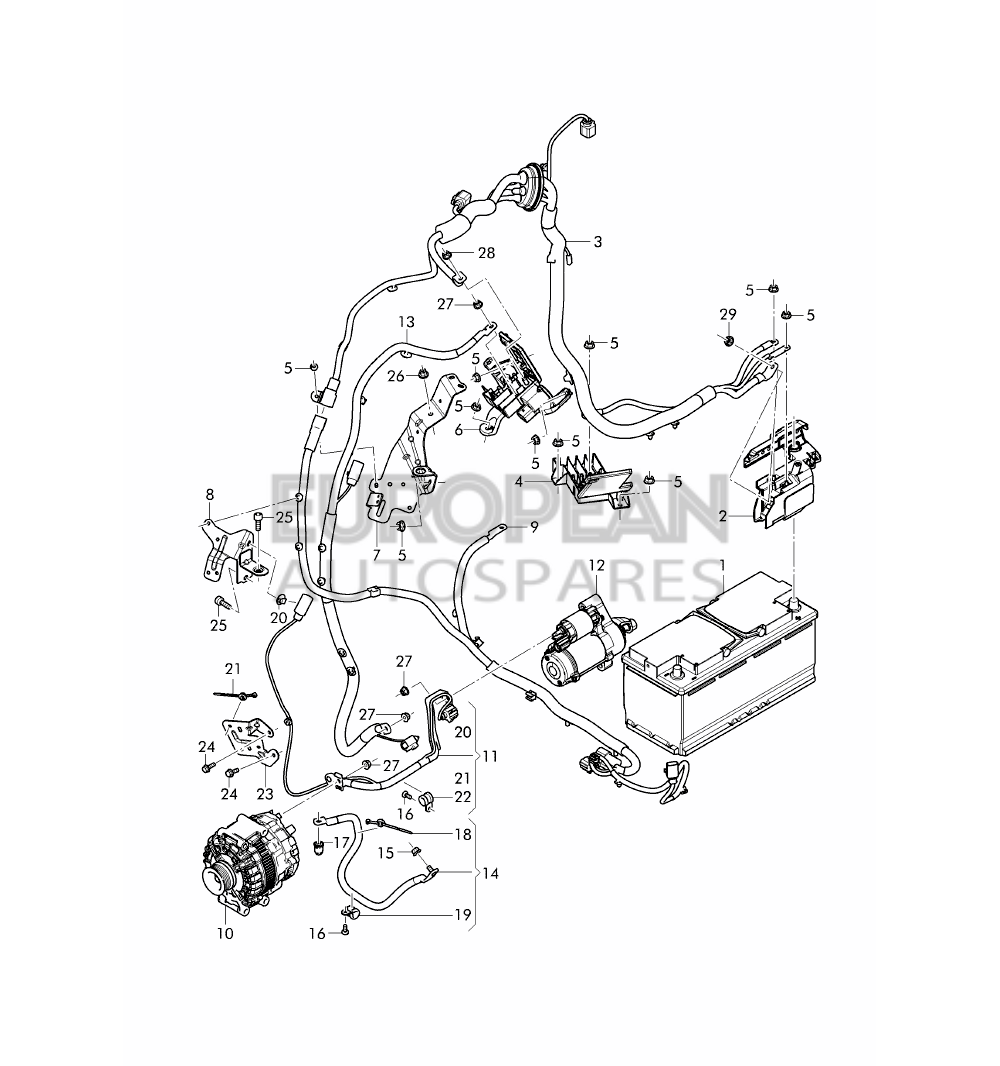 4M0971225CA-Bentley WIRING SET FOR BATTERY + 