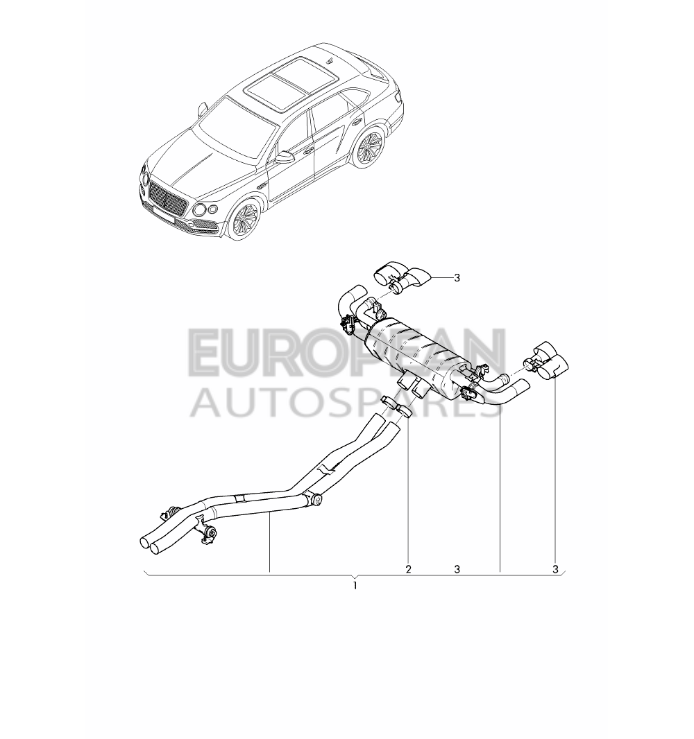 JNV253210A-Bentley Sport-Exhaust System(complete) single parts see: