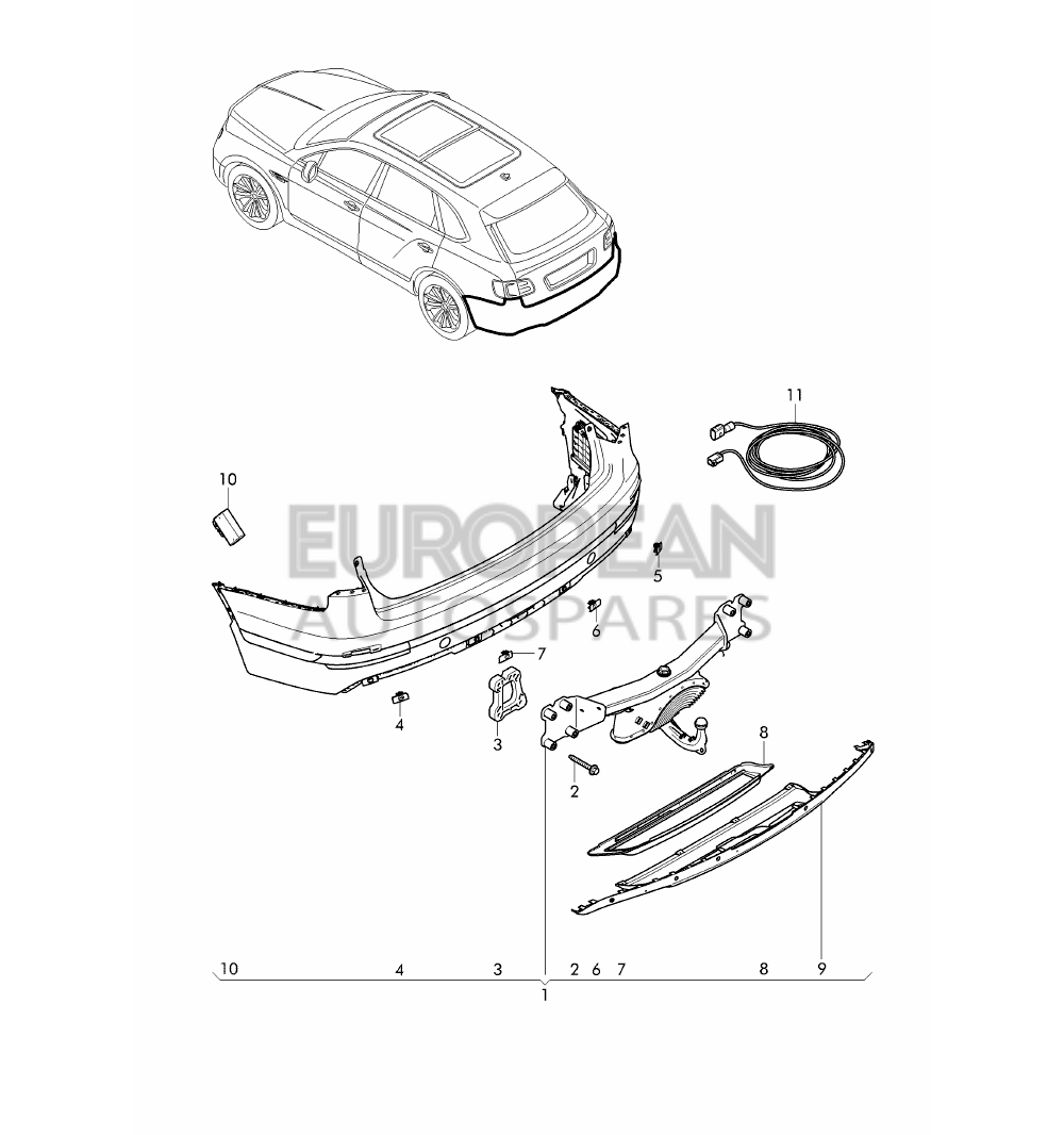 36A092155-Bentley 1 set attachment parts for tow hitch Not for: F 4V-H-015 300>>