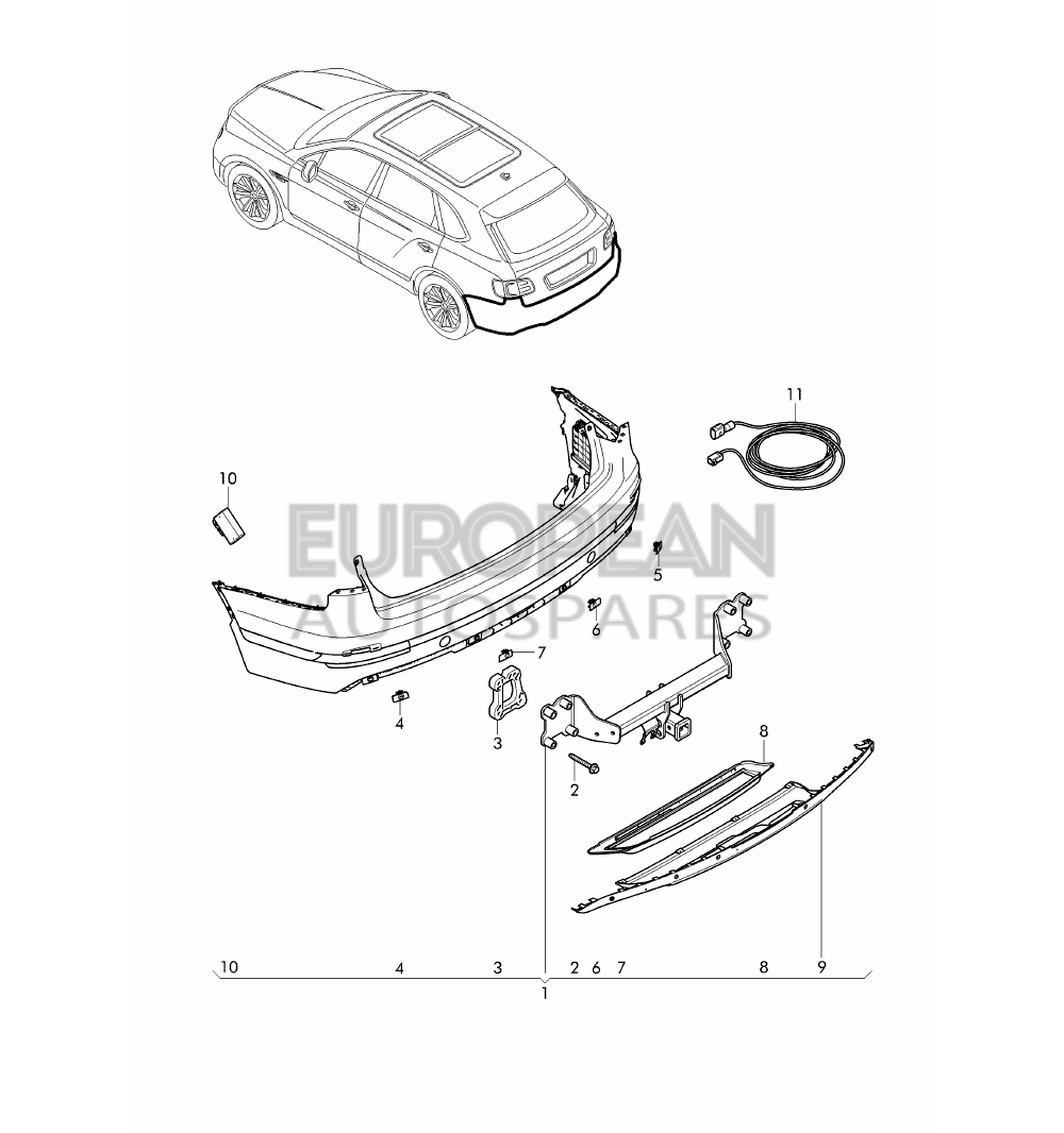 36A092115A-Bentley 1 set attachment parts for tow hitch F 4V-H-015 300>> F ZV-H-015 300>>